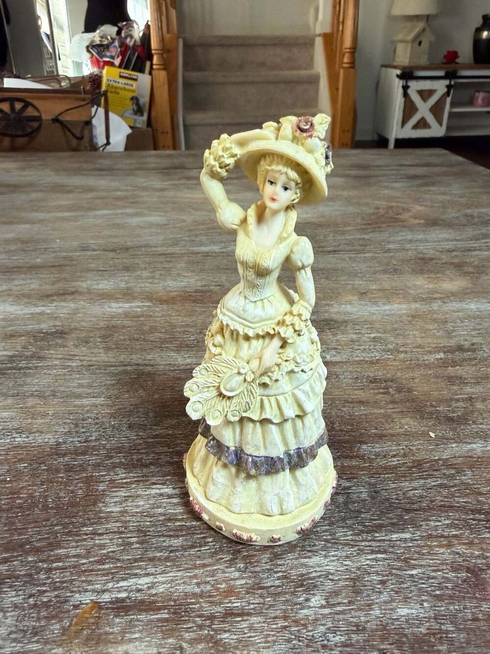 Vintage K's Collection Victorian Formal Dress Fan Woman Figurine 6"